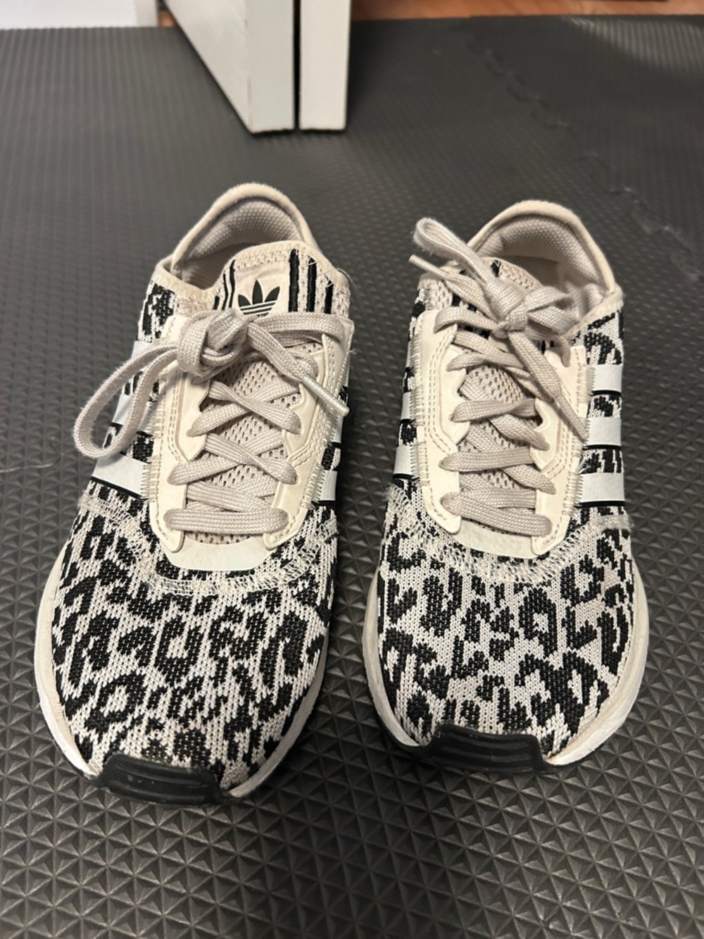 adidas Leopard Print Athletic Sneakers - Black & Cream